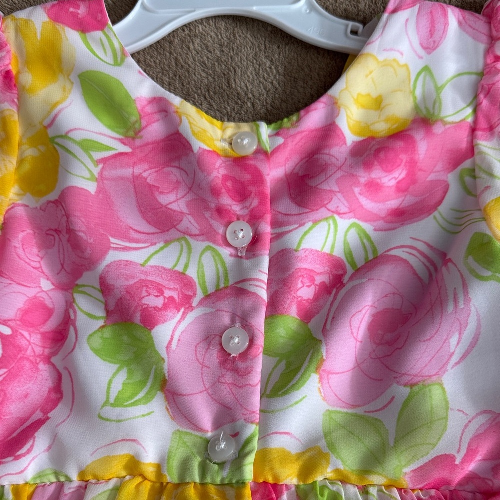 Jona Michelle Spring Floral Ruffle Dress with Flower Accent - Size 6 Girls - Picture 12 of 15